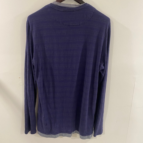 Scotch & Soda Striped Henley Layered Long Sleeve Navy Mens Large - Picture 2 of 7
